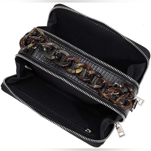 MELIE BIANCO Demi Snake Crossbody Bag with Acrylic Links Top Handle - Picture 9 of 14